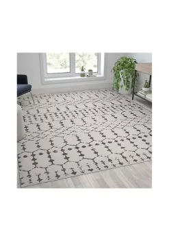 Top 10 👏 Geometric Bohemian Low Pile Rug - 8' x 10' - Ivory/Gray Polyester by Belnick 👍