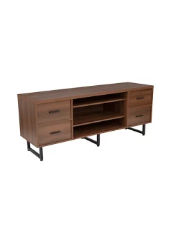 Outlet 🔥 Lincoln Collection TV Stand in Rustic Wood Grain Finish by Belnick 🧨