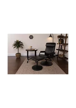 Brand new π― Contemporary Multi-Position Headrest Recliner and Ottoman with Wrapped Base in Black LeatherSoft by Belnick π₯