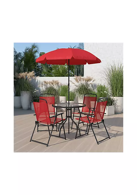 Cheap π Nantucket 6 Piece Red Patio Garden Set with Umbrella Table and Set of 4 Folding Chairs by Belnick π₯° 1 Cheap π Nantucket 6 Piece Red Patio Garden Set with Umbrella Table and Set of 4 Folding Chairs by Belnick π₯°