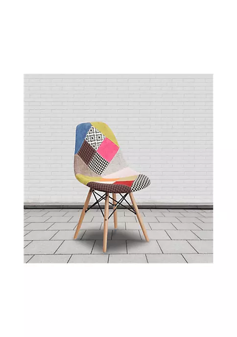 Outlet ✨ 2 Pack Elon Series Milan Patchwork Fabric Chair with Wooden Legs by Belnick 😀 2 Outlet ✨ 2 Pack Elon Series Milan Patchwork Fabric Chair with Wooden Legs by Belnick 😀 - Image 2