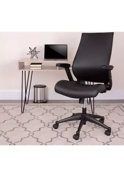 Outlet 🔥 High Back Black LeatherSoft Executive Swivel Office Chair with Molded Foam Seat and Adjustable Arms by Belnick ✔️