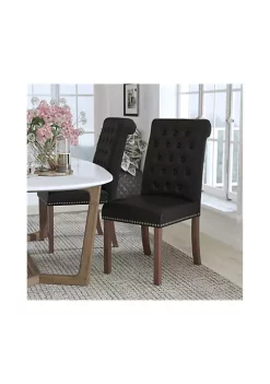 Best Pirce 🔥 HERCULES Series Black LeatherSoft Parsons Chair with Rolled Back, Accent Nail Trim and Walnut Finish by Belnick 😀