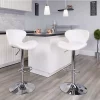 Best reviews of 🧨 2 Pack Contemporary White Vinyl Adjustable Height Barstool with Curved Back and Chrome Base by Belnick 🌟