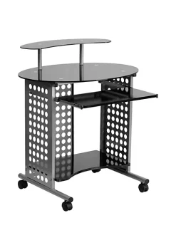 Cheapest ❤️ Cassini Mobile Computer Desk with Black Glass Top by Belnick 🌟 -Belnick Sales Shop Belk 1062