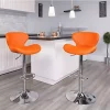 Promo ❤️ 2 Pack Contemporary Orange Vinyl Adjustable Height Barstool with Curved Back and Chrome Base by Belnick 🤩
