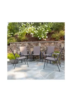 Brand new 💯 5 Pack Brazos Series Brown Outdoor Stack Chair with Flex Comfort Material and Metal Frame by Belnick 🎉