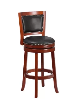 Best reviews of π 30'' High Dark Cherry Wood Barstool with Open Panel Back and Walnut LeatherSoft Swivel Seat by Belnick π§¨