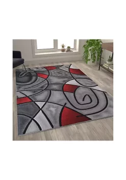 Cheapest 🔔 Jubilee Collection 6' x 9' Red Abstract Area Rug - Olefin Rug with Jute Backing - Living Room, Bedroom, & Family Room by Belnick 😉