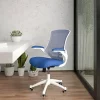New 🌟 Mid-Back Blue Mesh Swivel Ergonomic Task Office Chair with White Frame and Flip-Up Arms by Belnick 🔔