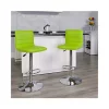 Flash Sale 🤩 2 Pack Modern Green Vinyl Adjustable Bar Stool with Back, Counter Height Swivel Stool with Chrome Pedestal Base by Belnick 🧨