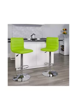 Flash Sale π€© 2 Pack Modern Green Vinyl Adjustable Bar Stool with Back, Counter Height Swivel Stool with Chrome Pedestal Base by Belnick π§¨