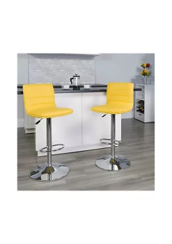 Top 10 ⌛ 2 Pack Modern Yellow Vinyl Adjustable Bar Stool with Back, Counter Height Swivel Stool with Chrome Pedestal Base by Belnick 🛒