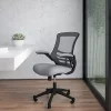 Budget 🎉 Mid-Back Dark Gray Mesh Swivel Ergonomic Task Office Chair with Flip-Up Arms by Belnick 👏