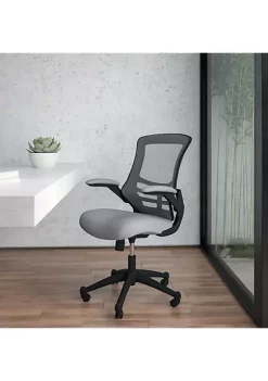 Budget π Mid-Back Dark Gray Mesh Swivel Ergonomic Task Office Chair with Flip-Up Arms by Belnick π