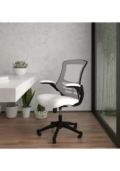Budget π― Mid-Back White Mesh Swivel Ergonomic Task Office Chair with Flip-Up Arms by Belnick π
