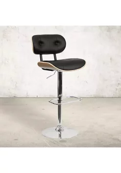 Coupon 🎁 Beech Bentwood Adjustable Height Barstool with Button Tufted Black Vinyl Seat by Belnick 😍