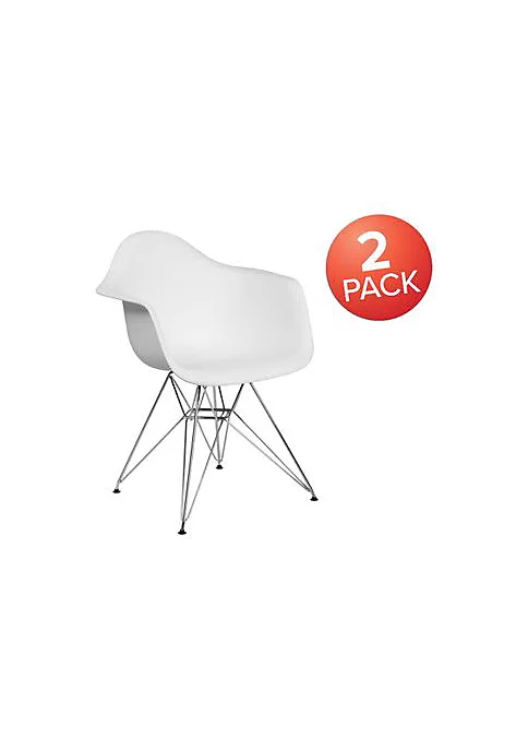 Best Pirce π 2 Pack Alonza Series White Plastic Chair with Chrome Base by Belnick π 2 Best Pirce π 2 Pack Alonza Series White Plastic Chair with Chrome Base by Belnick π - Image 2