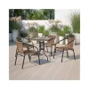 Best Sale 🌟 4 Pack Medium Brown Rattan Indoor Outdoor Restaurant Stack Chair by Belnick 🔥