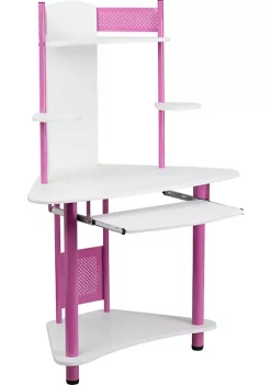 Hot Sale ✔️ Pink Corner Computer Desk with Hutch by Belnick 🥰