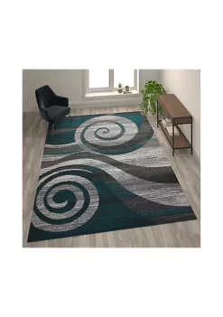 Promo 🥰 Cirrus Collection Swirl Patterned Olefin Area Rug with Jute Backing for Entryway, Living Room, Bedroom by Belnick ❤️