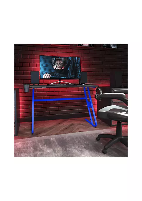 Best Sale π₯° Blue Gaming Ergonomic Desk with Cup Holder and Headphone Hook by Belnick π€© 2 Best Sale π₯° Blue Gaming Ergonomic Desk with Cup Holder and Headphone Hook by Belnick π€© - Image 2