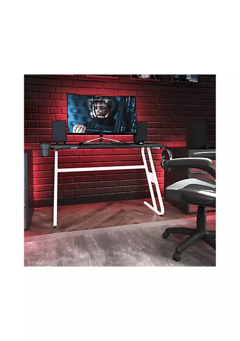 Buy π White Gaming Ergonomic Desk with Cup Holder and Headphone Hook by Belnick π 2 Buy π White Gaming Ergonomic Desk with Cup Holder and Headphone Hook by Belnick π - Image 2
