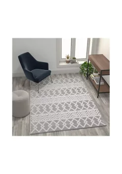 Cheap 🤩 Indoor Geometric 5'x7' Area Rug - Hand Woven Gray Area Rug with Ivory Diamond Pattern, Polyester/Cotton Blend by Belnick 🎉