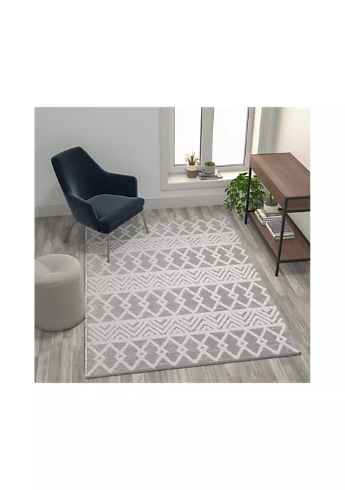 Cheap 🤩 Indoor Geometric 5'x7' Area Rug - Hand Woven Gray Area Rug with Ivory Diamond Pattern, Polyester/Cotton Blend by Belnick 🎉 1 Cheap 🤩 Indoor Geometric 5'x7' Area Rug - Hand Woven Gray Area Rug with Ivory Diamond Pattern, Polyester/Cotton Blend by Belnick 🎉