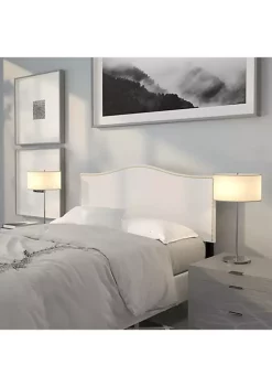 Hot Sale 🔔 Lexington Upholstered Full Size Headboard with Accent Nail Trim in White Fabric by Belnick 🛒