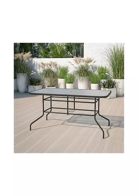 Top 10 π 31.5" x 55" Rectangular Tempered Glass Metal Table with Umbrella Hole by Belnick π 1 Top 10 π 31.5" x 55" Rectangular Tempered Glass Metal Table with Umbrella Hole by Belnick π