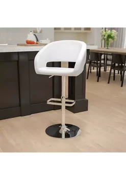 Best Pirce ๐ Contemporary White Vinyl Adjustable Height Barstool with Rounded Mid-Back and Chrome Base by Belnick ๐ฅ