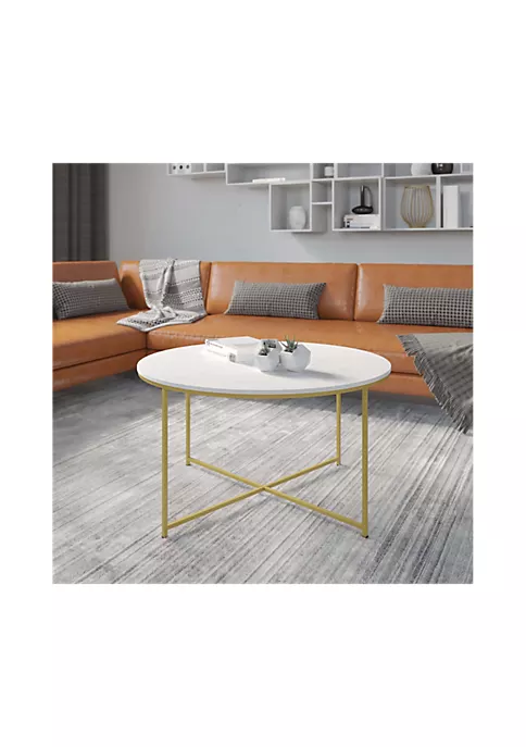 Best Pirce π Hampstead Collection Coffee Table - Modern White Marble Finish Accent Table with Crisscross Brushed Gold Frame by Belnick π― 1 Best Pirce π Hampstead Collection Coffee Table - Modern White Marble Finish Accent Table with Crisscross Brushed Gold Frame by Belnick π―