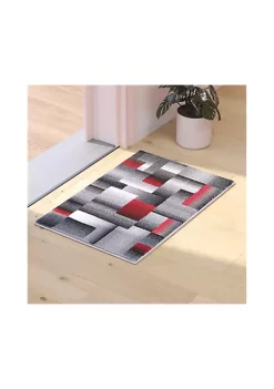 New 😉 Elio Collection 2' x 3' Red Color Blocked Area Rug - Olefin Rug with Jute Backing - Entryway, Living Room, or Bedroom by Belnick ⌛ -Belnick Sales Shop Belk 121