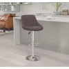 Best Sale 🤩 Contemporary Brown Vinyl Bucket Seat Adjustable Height Barstool with Diamond Pattern Back and Chrome Base by Belnick 💯