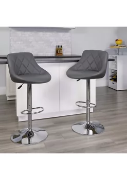 Flash Sale 💯 Contemporary Gray Vinyl Bucket Seat Adjustable Height Barstool with Chrome Base by Belnick 🔔