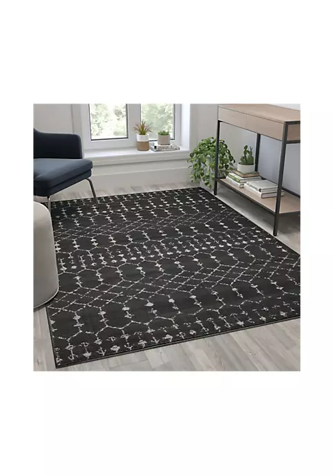 Promo ๐ Geometric Bohemian Low Pile Rug - 5' x 7' - Dark Gray/Ivory Polyester by Belnick ๐ 2 Promo ๐ Geometric Bohemian Low Pile Rug - 5' x 7' - Dark Gray/Ivory Polyester by Belnick ๐ - Image 2