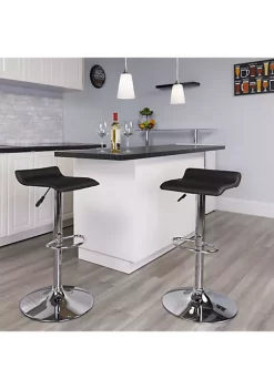 Best reviews of 😀 Contemporary Black Vinyl Adjustable Height Barstool with Solid Wave Seat and Chrome Base by Belnick 😀