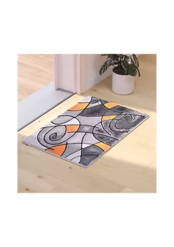 Outlet 🔥 Jubilee Collection 2' x 3' Orange Abstract Pattern Area Rug - Olefin Rug with Jute Backing for Hallway, Entryway, or Bedroom by Belnick 🌟