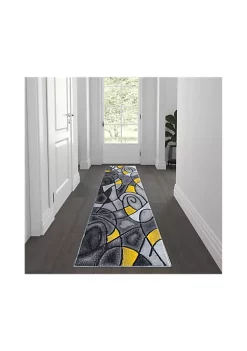 New 😍 Jubilee Collection 2' x 7' Yellow Abstract Area Rug - Olefin Rug with Jute Backing for Hallway, Entryway, Bedroom, Living Room by Belnick ✔️
