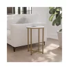 Deals 😍 Hampstead Collection End Table - Modern White Marble Finish Accent Table with Crisscross Brushed Gold Frame by Belnick 🌟