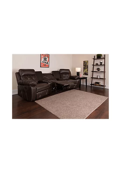 Cheap π Reel Comfort Series 3-Seat Reclining Brown LeatherSoft Theater Seating Unit with Curved Cup Holders by Belnick π 2 Cheap π Reel Comfort Series 3-Seat Reclining Brown LeatherSoft Theater Seating Unit with Curved Cup Holders by Belnick π - Image 2