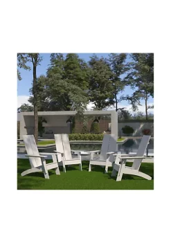 Best deal 🔔 Set of 4 Sawyer Modern All Weather Poly Resin Wood Adirondack Chairs in White by Belnick 👏