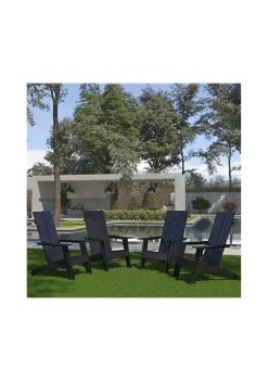 Discount 𧨠Set of 4 Sawyer Modern All Weather Poly Resin Wood Adirondack Chairs in Black by Belnick π