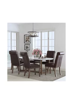Outlet π Set of 6 HERCULES Series Brown LeatherSoft Parsons Chairs with Rolled Back, Accent Nail Trim and Walnut Finish by Belnick π