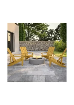 Outlet 🎉 Set of 4 Charlestown All Weather Poly Resin Wood Adirondack Chairs in Yellow by Belnick 😍