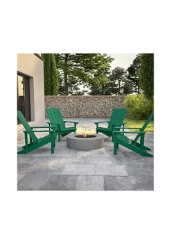 Wholesale 😉 Set of 4 Charlestown All Weather Poly Resin Wood Adirondack Chairs in Green by Belnick 🤩