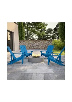 Budget 🔔 Set of 4 Charlestown All Weather Poly Resin Wood Adirondack Chairs in Blue by Belnick 🔔