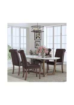 Coupon π Set of 4 HERCULES Series Brown LeatherSoft Parsons Chairs with Rolled Back, Accent Nail Trim and Walnut Finish by Belnick π