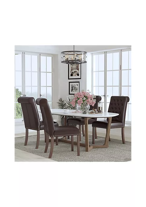 Coupon π Set of 4 HERCULES Series Brown LeatherSoft Parsons Chairs with Rolled Back, Accent Nail Trim and Walnut Finish by Belnick π 2 Coupon π Set of 4 HERCULES Series Brown LeatherSoft Parsons Chairs with Rolled Back, Accent Nail Trim and Walnut Finish by Belnick π - Image 2